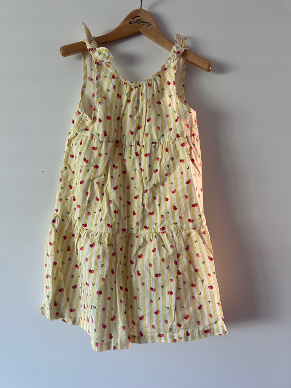 Zara Strawberry Print Tie-Shoulder Sundress size 6